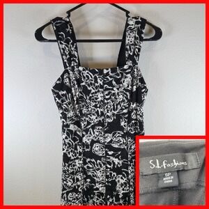SL Fashions Lace Striped‎ Sheath Dress Black  & White Sz 6P